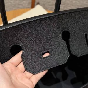 Hermes Birkin 35 Bag Handmade In Togo Calfskin Leather Gold Hardware 89 Noir - Image 14