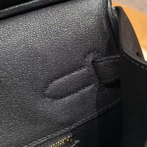 Hermes Birkin 35 Bag Handmade In Togo Calfskin Leather Gold Hardware 89 Noir - Image 13