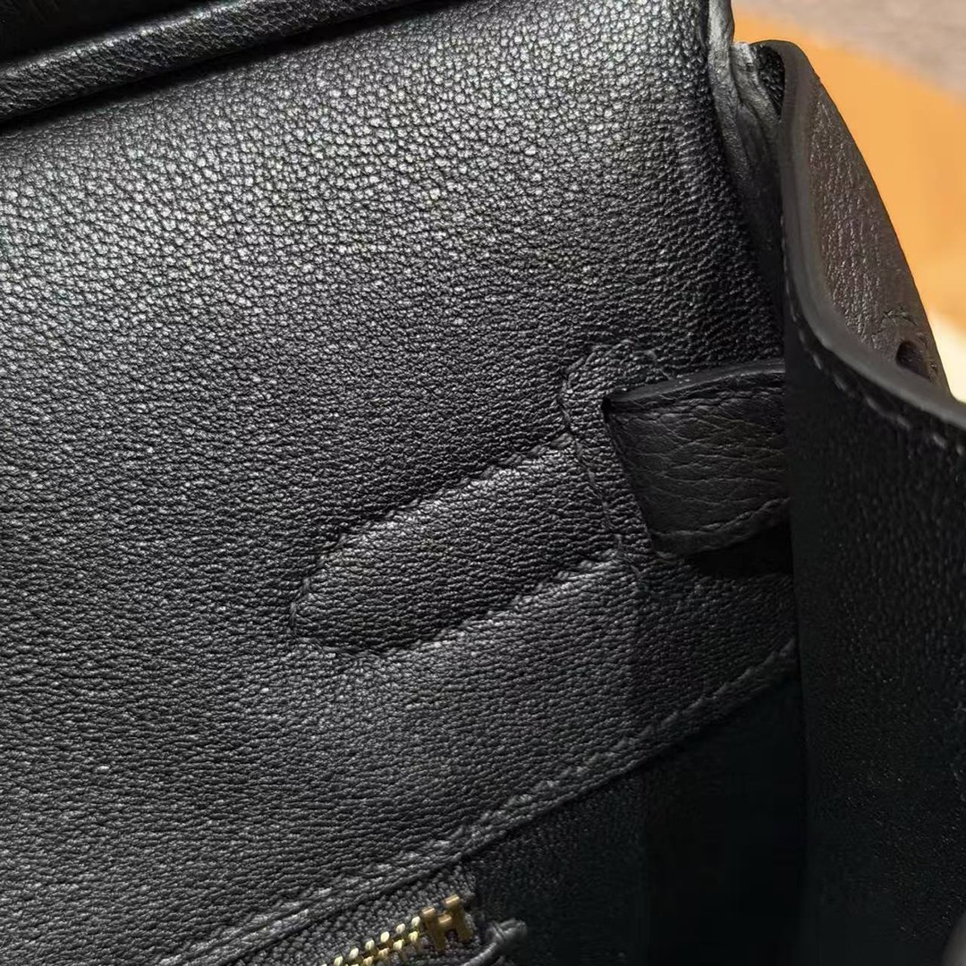 Hermes Birkin 35 Bag Handmade In Togo Calfskin Leather Gold Hardware 89 Noir - Image 13