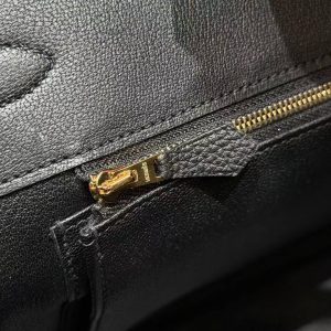 Hermes Birkin 35 Bag Handmade In Togo Calfskin Leather Gold Hardware 89 Noir - Image 12