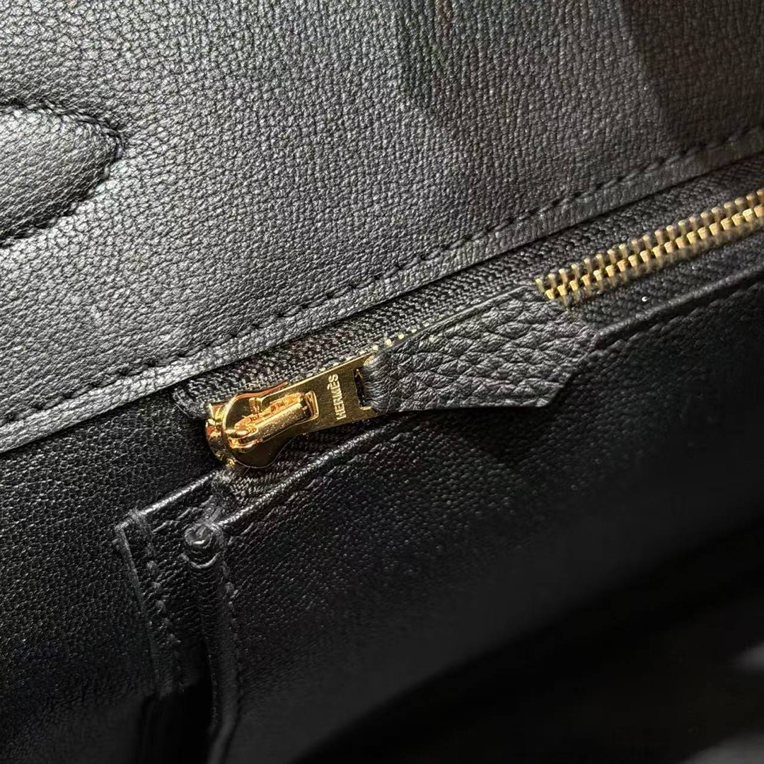 Hermes Birkin 35 Bag Handmade In Togo Calfskin Leather Gold Hardware 89 Noir - Image 12