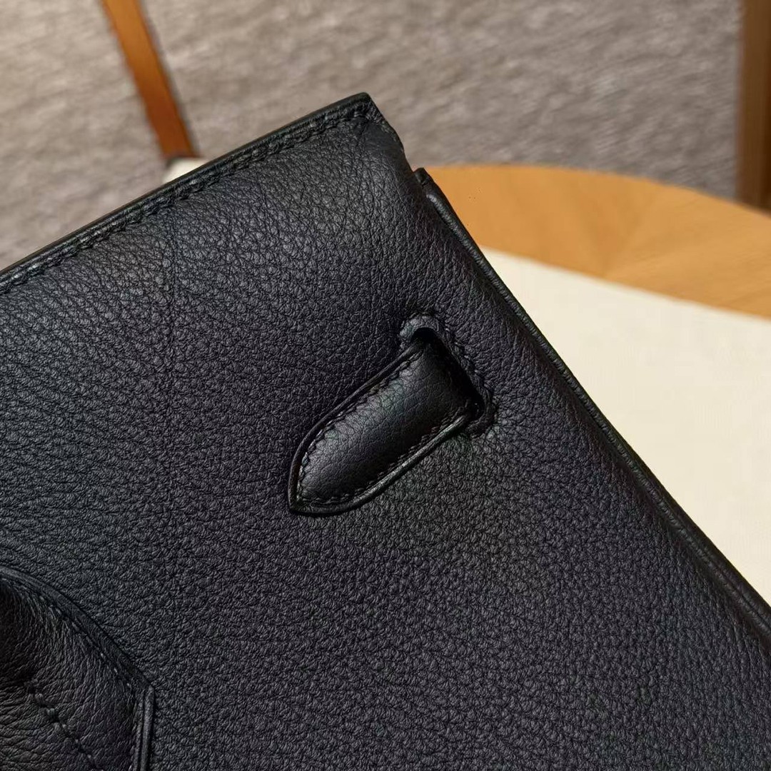 Hermes Birkin 35 Bag Handmade In Togo Calfskin Leather Gold Hardware 89 Noir - Image 4