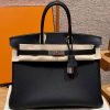 Hermes Birkin 35 Bag Handmade In Togo Calfskin Leather Silver Hardware 89 Noir