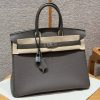 Hermes Birkin 35 Bag Handmade In Togo Calfskin Leather Silver Hardware 8F Etain
