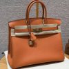 Hermes Birkin 35 Bag Handmade In Togo Calfskin Leather Gold Hardware 93 Orange