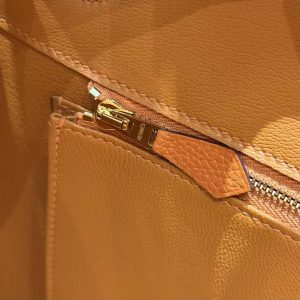 Hermes Birkin 35 Bag Handmade In Togo Calfskin Leather Gold Hardware 93 Orange - Image 12