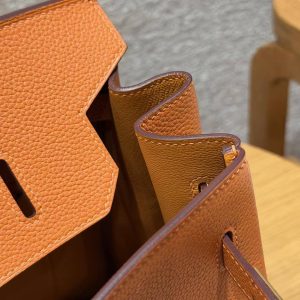 Hermes Birkin 35 Bag Handmade In Togo Calfskin Leather Gold Hardware 93 Orange - Image 10