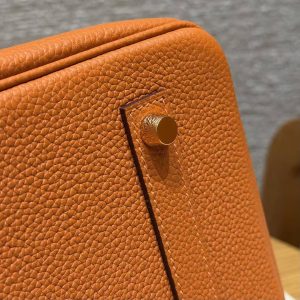 Hermes Birkin 35 Bag Handmade In Togo Calfskin Leather Gold Hardware 93 Orange - Image 3
