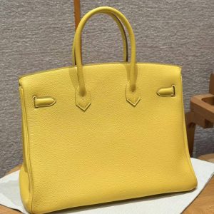 Alternative view of Hermes Birkin 35 Bag Handmade In Togo Calfskin Leather Silver Hardware 9r Lime