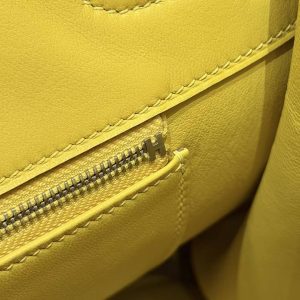 Hermes Birkin 35 Bag Handmade In Togo Calfskin Leather Silver Hardware 9r Lime - Image 9