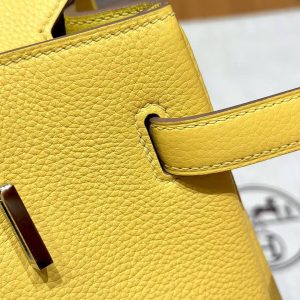 Hermes Birkin 35 Bag Handmade In Togo Calfskin Leather Silver Hardware 9r Lime - Image 8