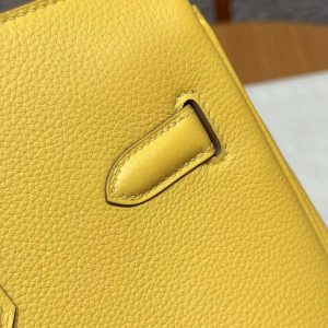 Hermes Birkin 35 Bag Handmade In Togo Calfskin Leather Silver Hardware 9r Lime - Image 7