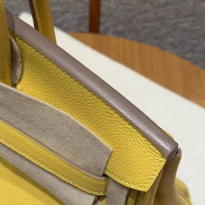 Hermes Birkin 35 Bag Handmade In Togo Calfskin Leather Silver Hardware 9r Lime - Image 4