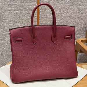 Alternative view of Hermes Birkin 35 Bag Handmade In Togo Calfskin Leather Silver Hardware B5 Ruby