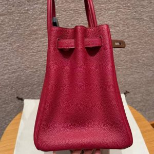 Hermes Birkin 35 Bag Handmade In Togo Calfskin Leather Silver Hardware K1 Rouge Grenat - Image 7