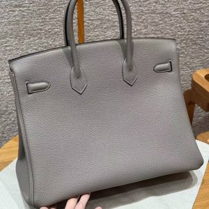Alternative view of Hermes Birkin 35 Bag Handmade In Togo Calfskin Leather Gold Hardware M8 Gris Asphaite