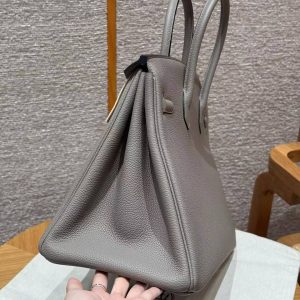 Hermes Birkin 35 Bag Handmade In Togo Calfskin Leather Gold Hardware M8 Gris Asphaite - Image 20