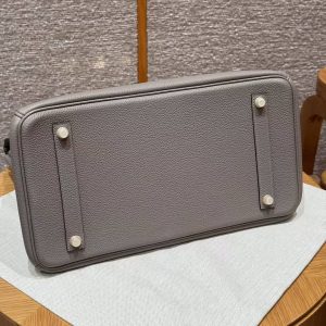 Hermes Birkin 35 Bag Handmade In Togo Calfskin Leather Gold Hardware M8 Gris Asphaite - Image 18