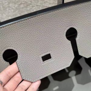Hermes Birkin 35 Bag Handmade In Togo Calfskin Leather Gold Hardware M8 Gris Asphaite - Image 8