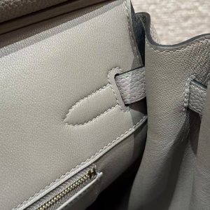 Hermes Birkin 35 Bag Handmade In Togo Calfskin Leather Gold Hardware M8 Gris Asphaite - Image 7