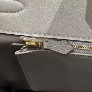 Hermes Birkin 35 Bag Handmade In Togo Calfskin Leather Gold Hardware M8 Gris Asphaite - Image 6