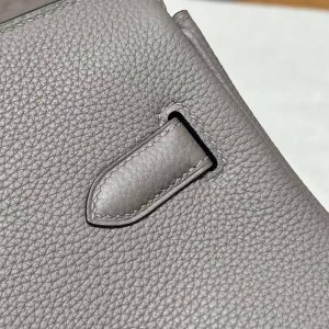 Hermes Birkin 35 Bag Handmade In Togo Calfskin Leather Gold Hardware M8 Gris Asphaite - Image 4
