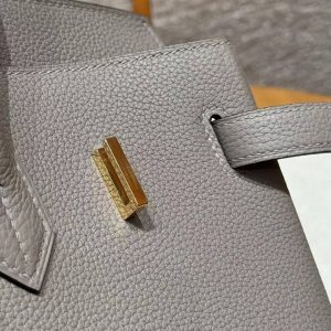 Hermes Birkin 35 Bag Handmade In Togo Calfskin Leather Gold Hardware M8 Gris Asphaite - Image 3