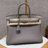 Hermes Birkin 35 Bag Handmade In Togo Calfskin Leather Silver Hardware M8 Gris Asphaite