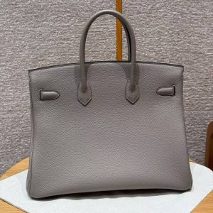 Alternative view of Hermes Birkin 35 Bag Handmade In Togo Calfskin Leather Silver Hardware M8 Gris Asphaite