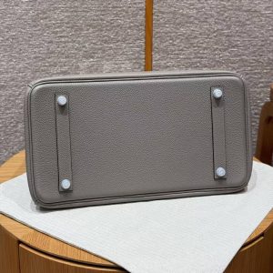 Hermes Birkin 35 Bag Handmade In Togo Calfskin Leather Silver Hardware M8 Gris Asphaite - Image 21