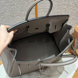 Hermes Birkin 35 Bag Handmade In Togo Calfskin Leather Silver Hardware M8 Gris Asphaite - Image 20
