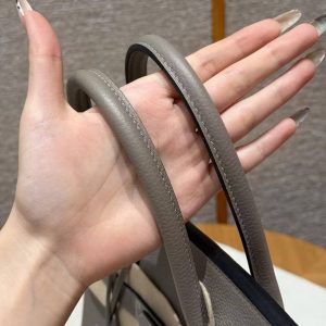 Hermes Birkin 35 Bag Handmade In Togo Calfskin Leather Silver Hardware M8 Gris Asphaite - Image 3