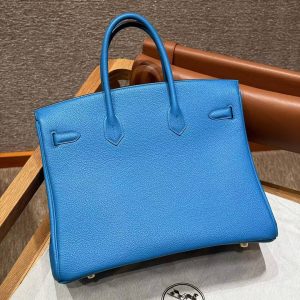 Alternative view of Hermes Birkin 35 Bag Handmade In Togo Calfskin Leather Gold Hardware OF Blue Frida