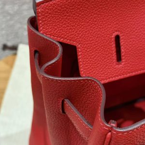 Hermes Birkin 35 Bag Handmade In Togo Calfskin Leather Gold Hardware Q5 Rouge Casaque - Image 11