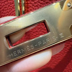 Hermes Birkin 35 Bag Handmade In Togo Calfskin Leather Gold Hardware Q5 Rouge Casaque - Image 10