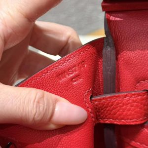 Hermes Birkin 35 Bag Handmade In Togo Calfskin Leather Gold Hardware Q5 Rouge Casaque - Image 7