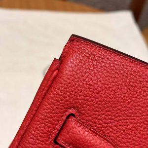 Hermes Birkin 35 Bag Handmade In Togo Calfskin Leather Gold Hardware Q5 Rouge Casaque - Image 3