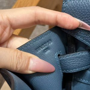 Hermes Birkin 35 Bag Handmade In Togo Calfskin Leather Silver Hardware S4 Deep Blue - Image 12