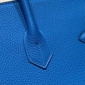Hermes Birkin 35 Bag Handmade In Togo Calfskin Leather Gold Hardware T7 Blue Hydra - Image 8