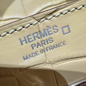 Hermes Birkin 35 Bag Handmade In Matte Alligator Leather Silver Hardware Y1 Vanille - Image 23