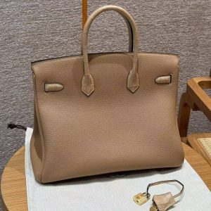 Alternative view of Hermes Birkin Touch 35 Bag Handmade In Togo Calfskin Leather And Matte Alligator Leather Gold Hardware 0M Chai