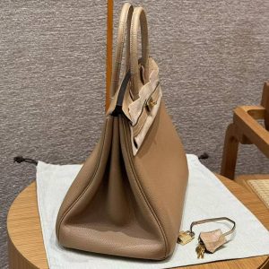 Hermes Birkin Touch 35 Bag Handmade In Togo Calfskin Leather And Matte Alligator Leather Gold Hardware 0M Chai - Image 15