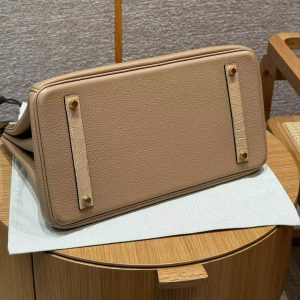 Hermes Birkin Touch 35 Bag Handmade In Togo Calfskin Leather And Matte Alligator Leather Gold Hardware 0M Chai - Image 13