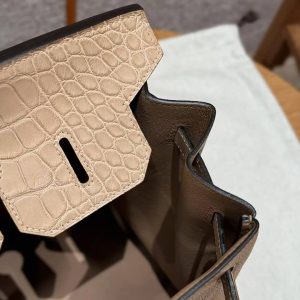 Hermes Birkin Touch 35 Bag Handmade In Togo Calfskin Leather And Matte Alligator Leather Gold Hardware 0M Chai - Image 9