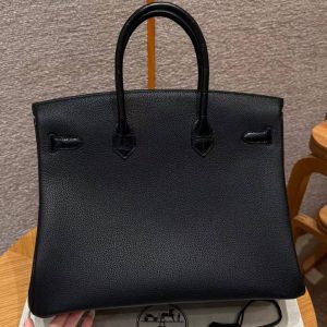 Hermes Birkin Touch 35 Bag Handmade In Togo Calfskin Leather And Matte America Crocodile Leather Silver Hardware 89 Noir - Image 18