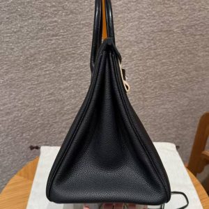 Hermes Birkin Touch 35 Bag Handmade In Togo Calfskin Leather And Matte America Crocodile Leather Silver Hardware 89 Noir - Image 17