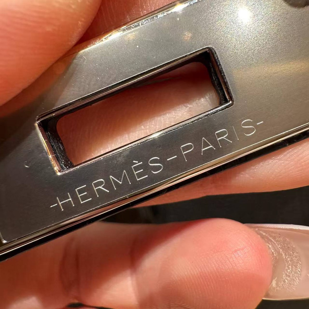 Hermes Birkin Touch 35 Bag Handmade In Togo Calfskin Leather And Matte America Crocodile Leather Silver Hardware 89 Noir - Image 9
