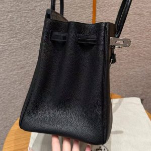 Hermes Birkin Touch 35 Bag Handmade In Togo Calfskin Leather And Matte America Crocodile Leather Silver Hardware 89 Noir - Image 7