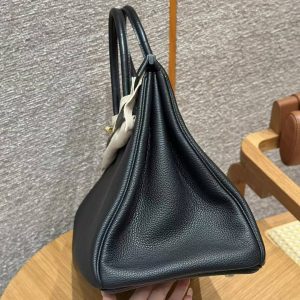 Alternative view of Hermes Birkin Touch 35 Bag Handmade In Togo Calfskin Leather And Matte Alligator Leather Gold Hardware Ck89 Noir