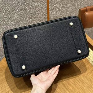 Hermes Birkin Touch 35 Bag Handmade In Togo Calfskin Leather And Matte Alligator Leather Gold Hardware Ck89 Noir - Image 16